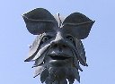 Strange face sculpture on Breakwater Hill in Plymouth